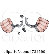 Hands Breaking Chain Shackles Cuffs Freedom Design by AtStockIllustration