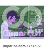 Poster, Art Print Of Scientist Working In Laboratory With Microscope