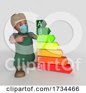 Poster, Art Print Of 3d Shop Keeper Wearing A Mask On A Shaded White Background