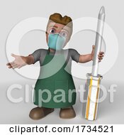 3D Shop Keeper Wearing A Mask On A Shaded White Background by KJ Pargeter