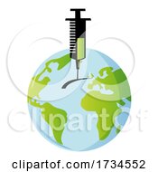 Vaccine Syringe Stuck Into Planet Earth