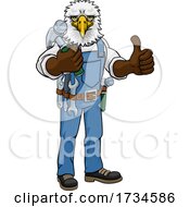 Poster, Art Print Of Eagle Mascot Carpenter Handyman Holding Hammer