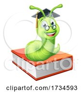 Graduate Caterpillar Bookworm On Book by AtStockIllustration