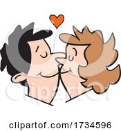 Cartoon Loving Couple Kissing