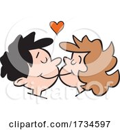 Cartoon Couple Kissing by Johnny Sajem