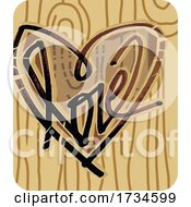 Valentine Love Heart Carved On Wood by NL shop