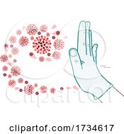 Poster, Art Print Of Gloved Hand Stopping A Virus Wave