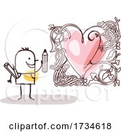 Poster, Art Print Of Stick Man Artist With A Love Heart