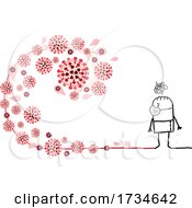 Poster, Art Print Of Stick Man Wearing A Mask And Watching A Virus Wave