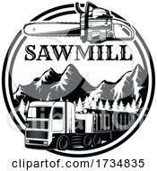 Poster, Art Print Of Logging Sawmill Or Lumberjack Design