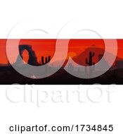 Poster, Art Print Of Desert Sunset Landscape