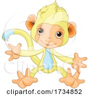 Poster, Art Print Of Cute Yellow And Blue Monkey