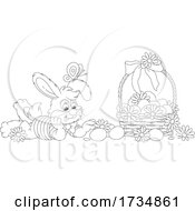 Poster, Art Print Of Bunny With A Basket Of Easter Eggs And A Butterfly