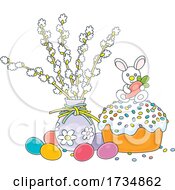 Poster, Art Print Of Easter Cake And Eggs By A Vase