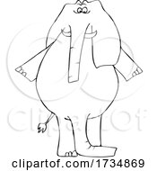 Poster, Art Print Of Cartoon Black And White Elephant With Two Trunks