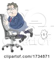 Poster, Art Print Of Chubby Businessman Playing On An Office Chair