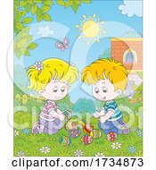 Poster, Art Print Of Kids Playing With Easter Eggs