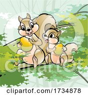 Poster, Art Print Of Baby And Mom Squirrel On A Branch