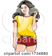 Poster, Art Print Of Beautiful Woman In Shorts And A Tee Shirt