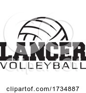 Poster, Art Print Of Black And White Ball With Lancer Volleyball Text
