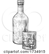 Poster, Art Print Of Drink With Ice Glass And Bottle Vintage Style