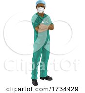 Doctor Or Nurse In Scrubs Uniform And Medical Ppe