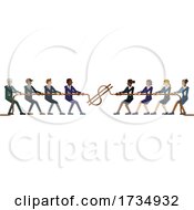 Tug Of War Rope Pulling Business People Concept