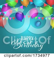 Poster, Art Print Of Birthday Background With Balloons And Bunting