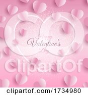Poster, Art Print Of Valentines Day Background With Folded Hearts
