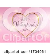 Poster, Art Print Of Valentines Day Background With Golden Heart Design