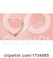 Poster, Art Print Of Valentines Day Banner Design With Gold Glitter And Heart