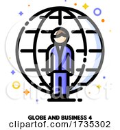 Icon Of Businessman On A Background Of Globe For International Businessperson Concept