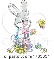 Poster, Art Print Of Female Bunny Gathering Easter Eggs