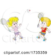 Children Playing Badminton by Alex Bannykh