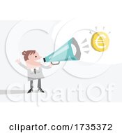 Poster, Art Print Of Business Woman Announcing About Euros