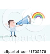 Poster, Art Print Of Woman Announcing With A Rainbow