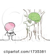 Stick Man Talking To A Tree With Visible Brains