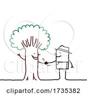 Stick Man Shaking Hands With A Tree