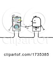 Poster, Art Print Of Stick Man Shaking Hands With A Chip