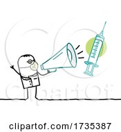 Poster, Art Print Of Stick Man Doctor Announcing A Vaccine