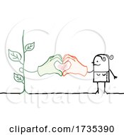 Poster, Art Print Of Stick Woman With A Plant Forming A Heart