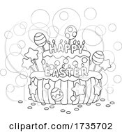 Poster, Art Print Of Cake With Happy Easter In Black And White