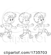 Poster, Art Print Of Three Boys Running In Black And White