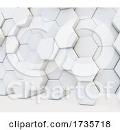Poster, Art Print Of 3d Abstract Background With A Wall Of Extruding Hexagons