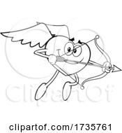 Black And White Heart Cupid Character Aiming An Arrow