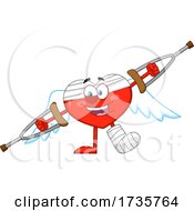Poster, Art Print Of Heart Cupid Character With Crutches