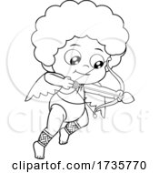 Black And White Baby Cupid Aiming An Arrow