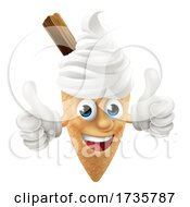 Poster, Art Print Of Ice Cream Cone Cartoon Character Mascot Thumbs Up