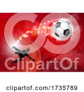 Poster, Art Print Of Soccer Silhouette Abstract Football Red Background
