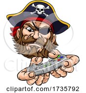 Poster, Art Print Of Pirate Gamer Video Game Controller Mascot Cartoon